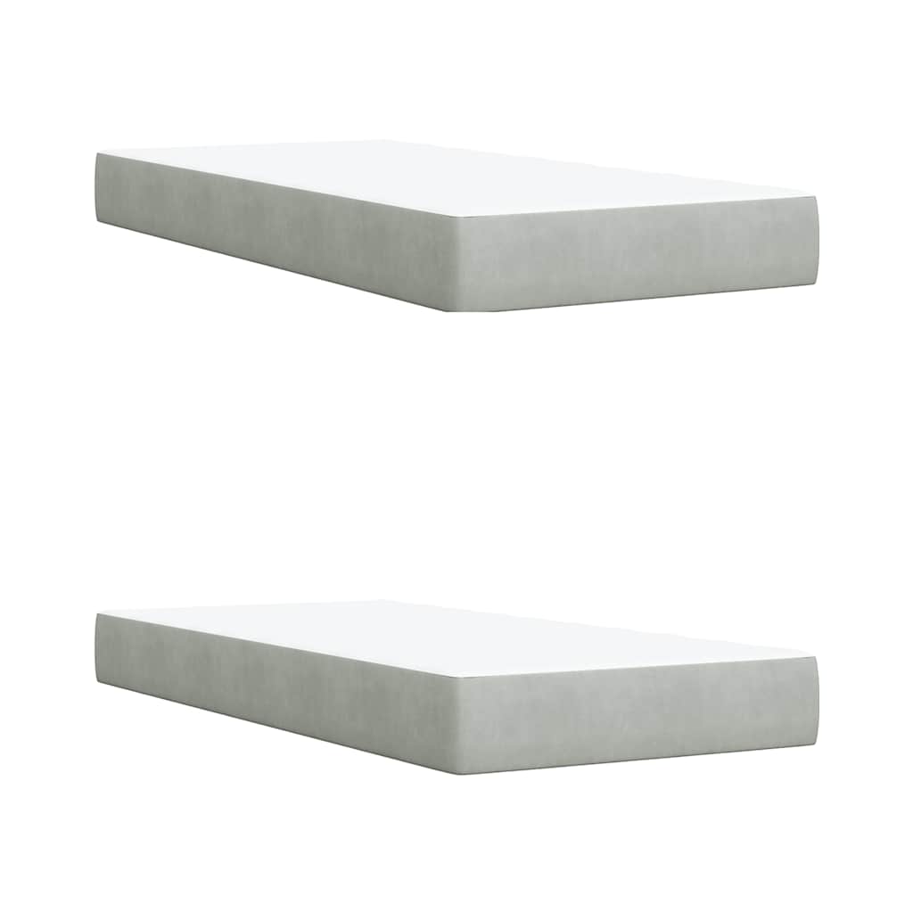 Κρεβάτι Boxspring με Στρώμα Ανοιχτό Γκρι 200x200 εκ. Βελούδινο - Pakobazaar