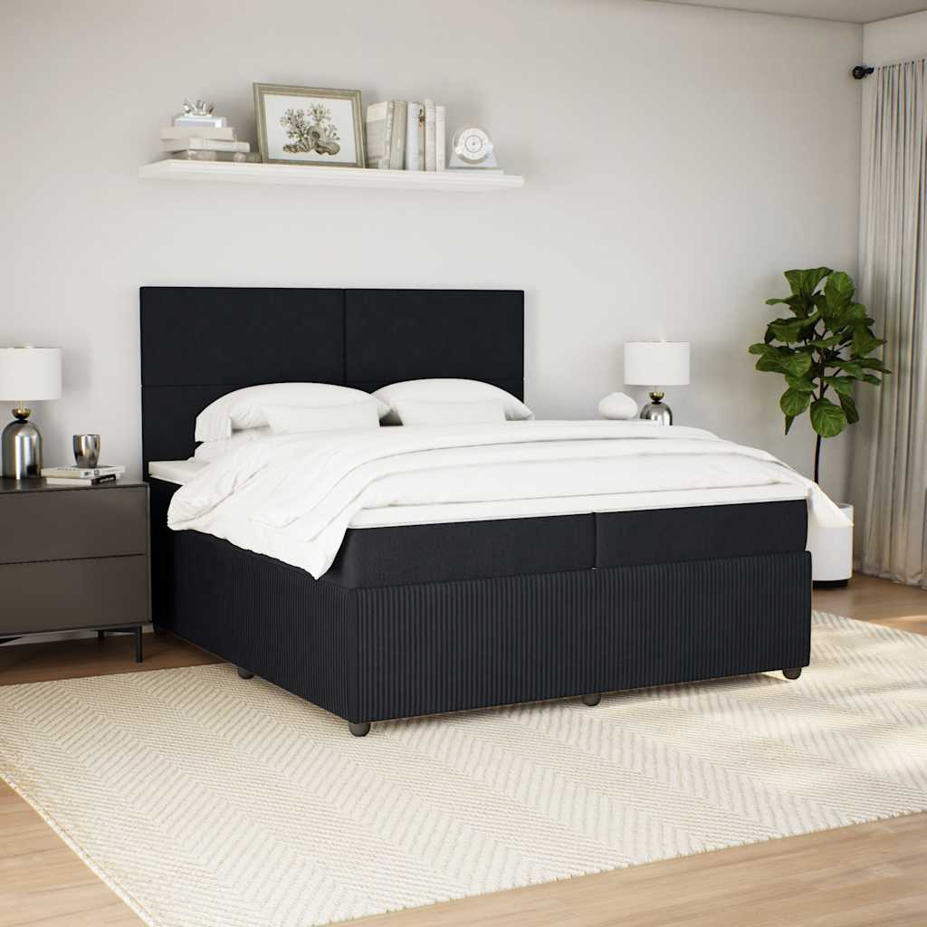 Κρεβάτι Boxspring με Στρώμα Μαύρο 200x200 εκ. Βελούδινο
