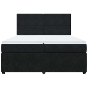 Κρεβάτι Boxspring με Στρώμα Μαύρο 200x200 εκ. Βελούδινο