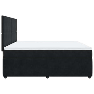 Κρεβάτι Boxspring με Στρώμα Μαύρο 200x200 εκ. Βελούδινο