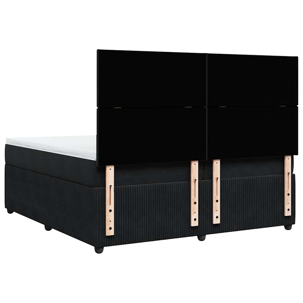 Κρεβάτι Boxspring με Στρώμα Μαύρο 200x200 εκ. Βελούδινο