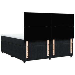 Κρεβάτι Boxspring με Στρώμα Μαύρο 200x200 εκ. Βελούδινο