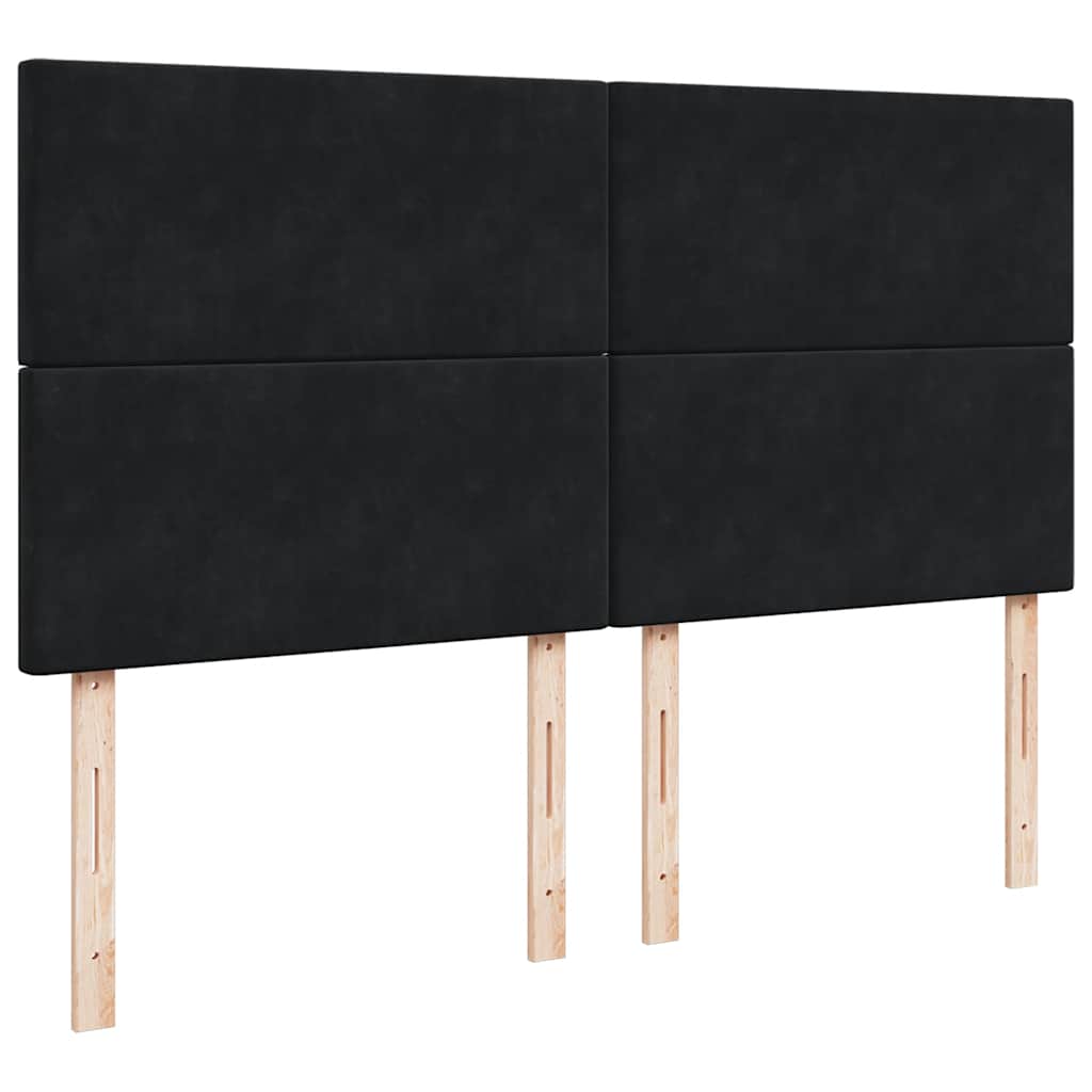 Κρεβάτι Boxspring με Στρώμα Μαύρο 200x200 εκ. Βελούδινο