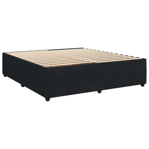 Κρεβάτι Boxspring με Στρώμα Μαύρο 200x200 εκ. Βελούδινο