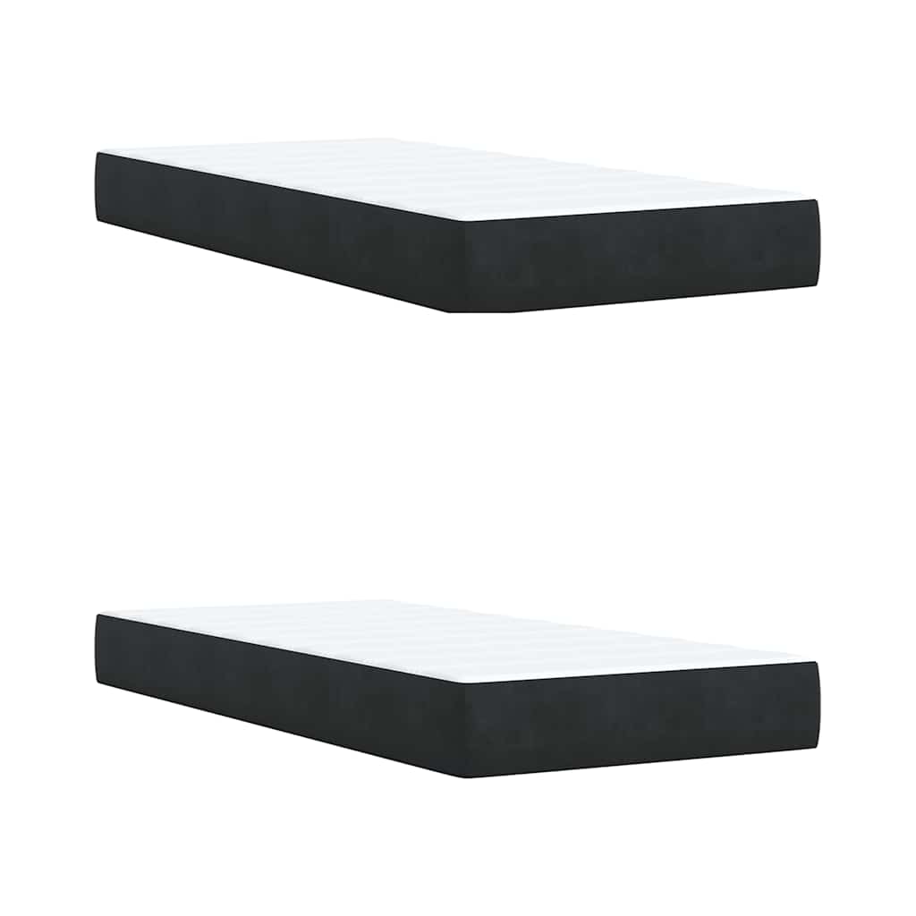Κρεβάτι Boxspring με Στρώμα Μαύρο 200x200 εκ. Βελούδινο