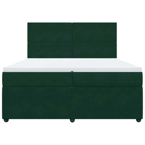 Κρεβάτι Boxspring με Στρώμα Σκούρο Πράσινο 200x200εκ. Βελούδινο