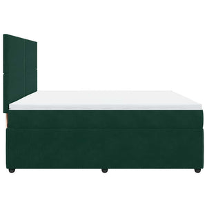 Κρεβάτι Boxspring με Στρώμα Σκούρο Πράσινο 200x200εκ. Βελούδινο