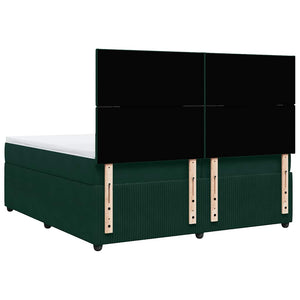 Κρεβάτι Boxspring με Στρώμα Σκούρο Πράσινο 200x200εκ. Βελούδινο