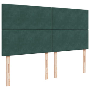 Κρεβάτι Boxspring με Στρώμα Σκούρο Πράσινο 200x200εκ. Βελούδινο