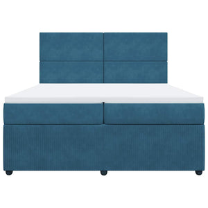 Κρεβάτι Boxspring με Στρώμα Σκούρο Μπλε 200x200 εκ. Βελούδινο