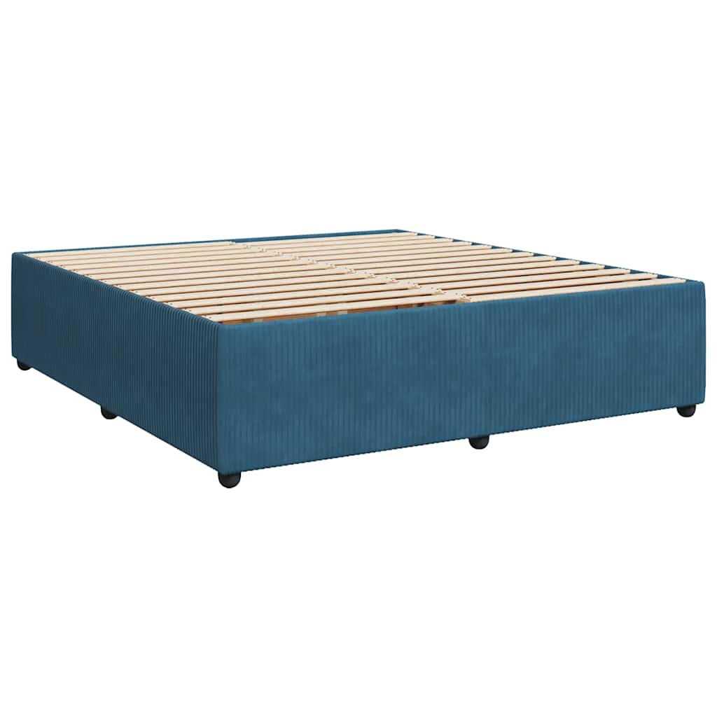 Κρεβάτι Boxspring με Στρώμα Σκούρο Μπλε 200x200 εκ. Βελούδινο
