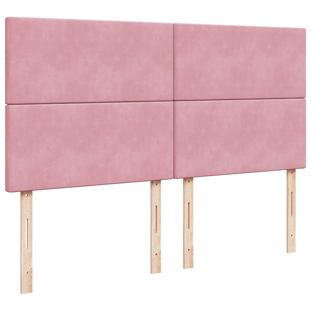 Κρεβάτι Boxspring με Στρώμα Ροζ 200x200 εκ. Βελούδινο - Pakobazaar