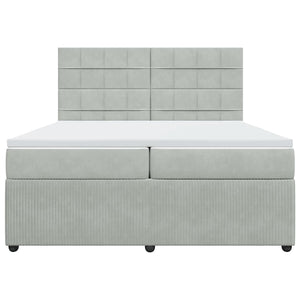 Κρεβάτι Boxspring με Στρώμα Ανοιχτό Γκρι 200x200 εκ. Βελούδινο - Pakobazaar