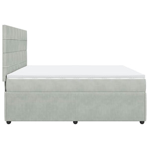 Κρεβάτι Boxspring με Στρώμα Ανοιχτό Γκρι 200x200 εκ. Βελούδινο - Pakobazaar