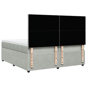 Κρεβάτι Boxspring με Στρώμα Ανοιχτό Γκρι 200x200 εκ. Βελούδινο - Pakobazaar