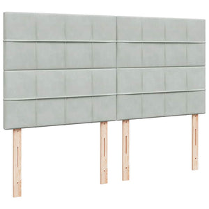 Κρεβάτι Boxspring με Στρώμα Ανοιχτό Γκρι 200x200 εκ. Βελούδινο - Pakobazaar