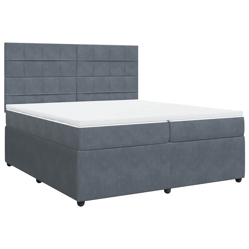 Κρεβάτι Boxspring με Στρώμα Σκούρο Γκρι 200x200 εκ. Βελούδινο