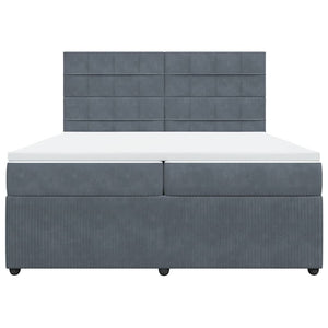 Κρεβάτι Boxspring με Στρώμα Σκούρο Γκρι 200x200 εκ. Βελούδινο