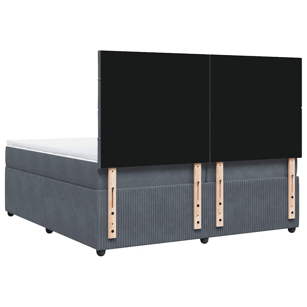 Κρεβάτι Boxspring με Στρώμα Σκούρο Γκρι 200x200 εκ. Βελούδινο