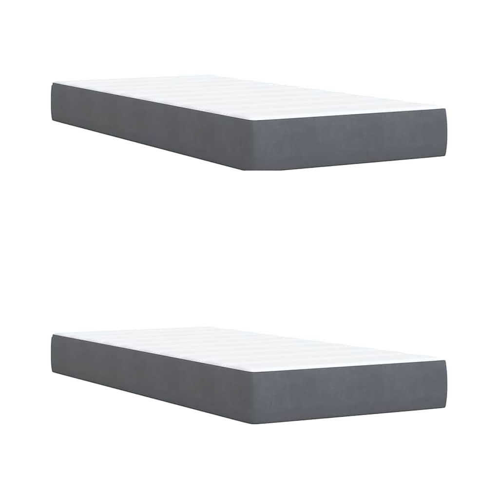 Κρεβάτι Boxspring με Στρώμα Σκούρο Γκρι 200x200 εκ. Βελούδινο