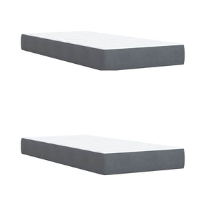 Κρεβάτι Boxspring με Στρώμα Σκούρο Γκρι 200x200 εκ. Βελούδινο