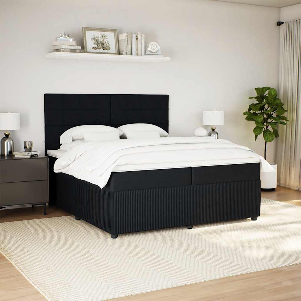 Κρεβάτι Boxspring με Στρώμα Μαύρο 200x200 εκ. Βελούδινο