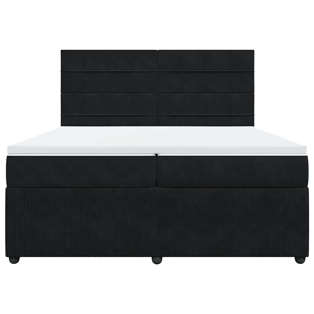 Κρεβάτι Boxspring με Στρώμα Μαύρο 200x200 εκ. Βελούδινο