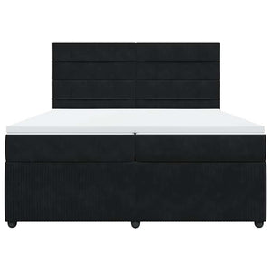 Κρεβάτι Boxspring με Στρώμα Μαύρο 200x200 εκ. Βελούδινο