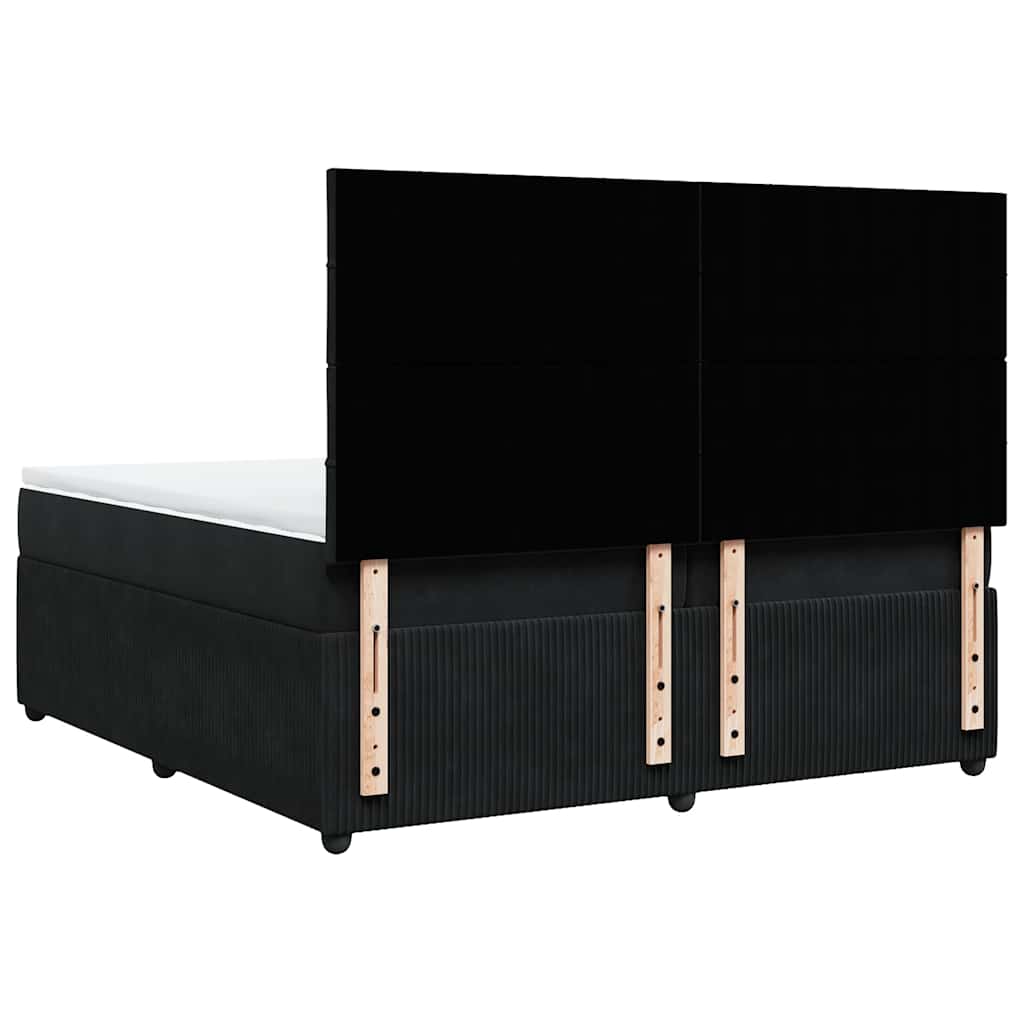 Κρεβάτι Boxspring με Στρώμα Μαύρο 200x200 εκ. Βελούδινο