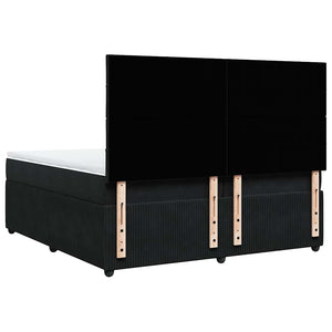 Κρεβάτι Boxspring με Στρώμα Μαύρο 200x200 εκ. Βελούδινο
