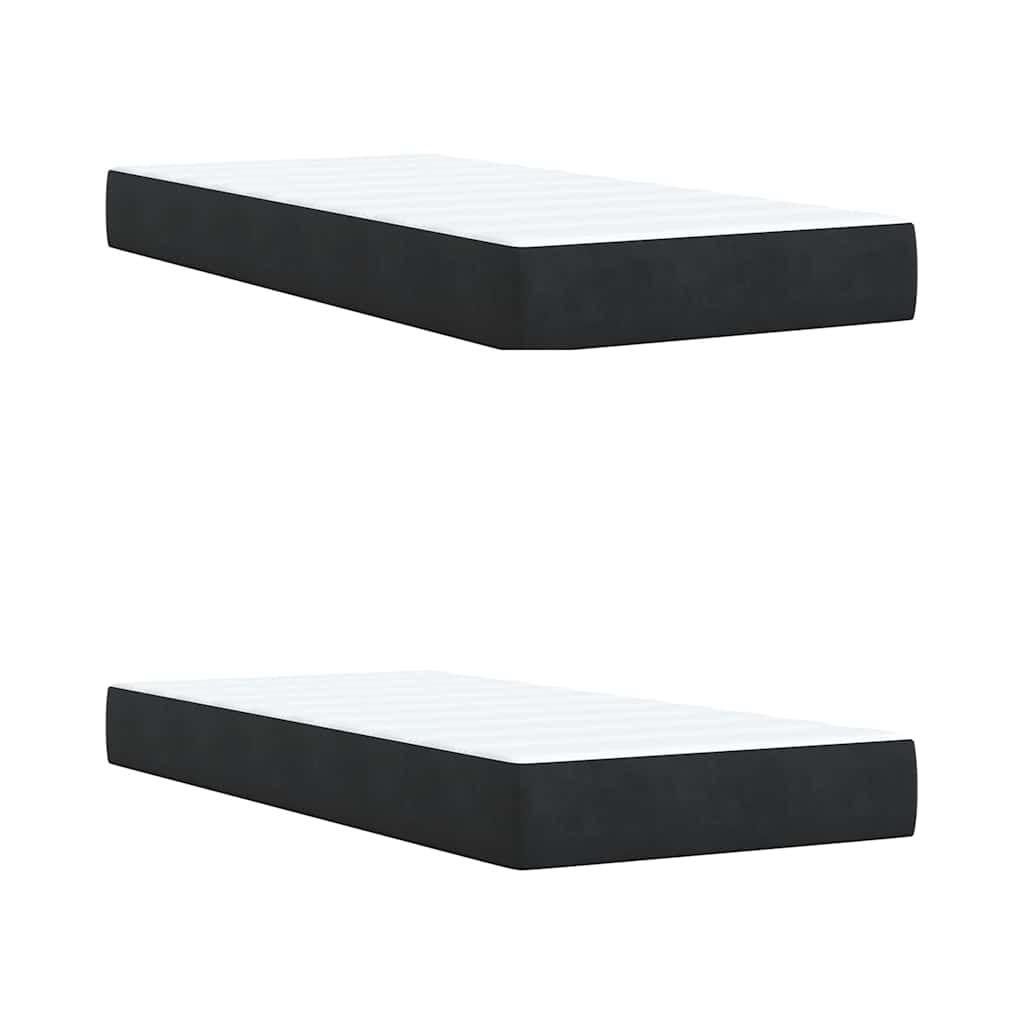 Κρεβάτι Boxspring με Στρώμα Μαύρο 200x200 εκ. Βελούδινο