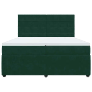 Κρεβάτι Boxspring με Στρώμα Σκούρο Πράσινο 200x200εκ. Βελούδινο