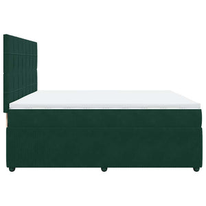 Κρεβάτι Boxspring με Στρώμα Σκούρο Πράσινο 200x200εκ. Βελούδινο