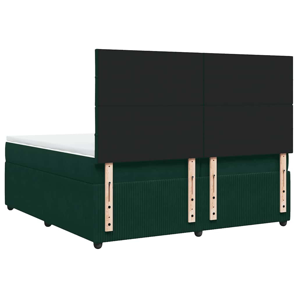 Κρεβάτι Boxspring με Στρώμα Σκούρο Πράσινο 200x200εκ. Βελούδινο