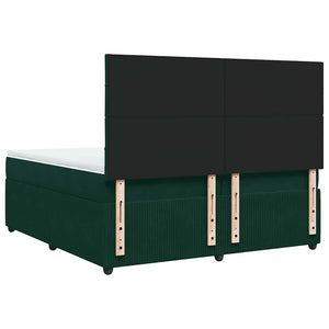 Κρεβάτι Boxspring με Στρώμα Σκούρο Πράσινο 200x200εκ. Βελούδινο