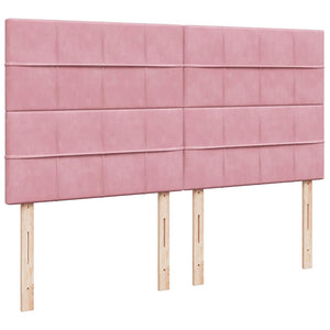 Κρεβάτι Boxspring με Στρώμα Ροζ 200x200 εκ. Βελούδινο - Pakobazaar