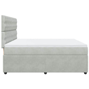 Κρεβάτι Boxspring με Στρώμα Ανοιχτό Γκρι 200x200 εκ. Βελούδινο - Pakobazaar