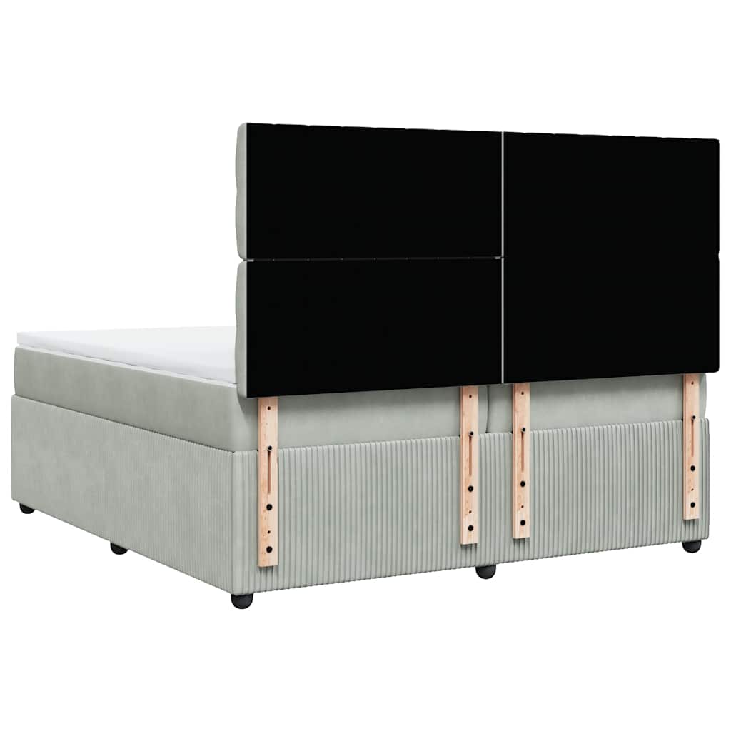 Κρεβάτι Boxspring με Στρώμα Ανοιχτό Γκρι 200x200 εκ. Βελούδινο - Pakobazaar