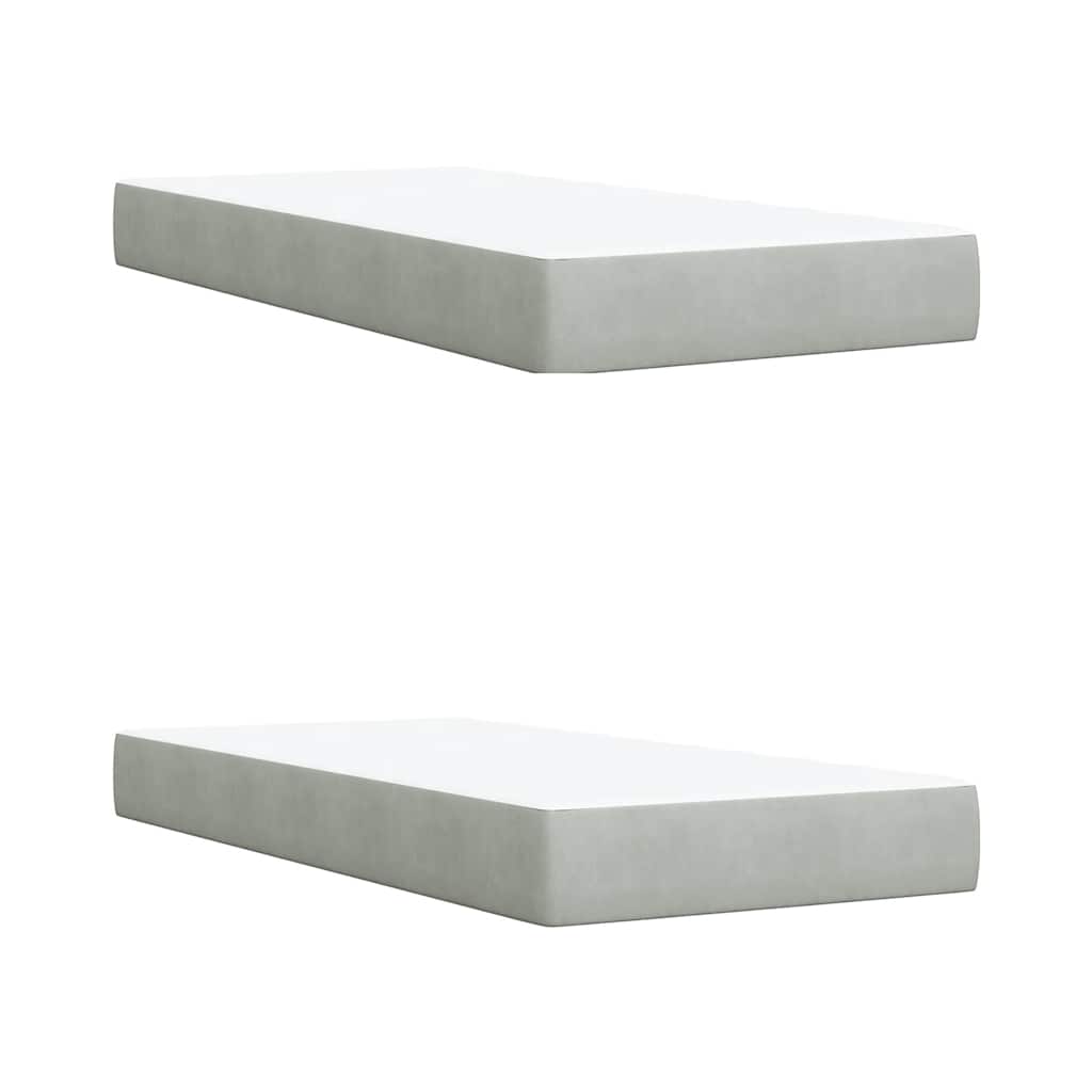 Κρεβάτι Boxspring με Στρώμα Ανοιχτό Γκρι 200x200 εκ. Βελούδινο - Pakobazaar