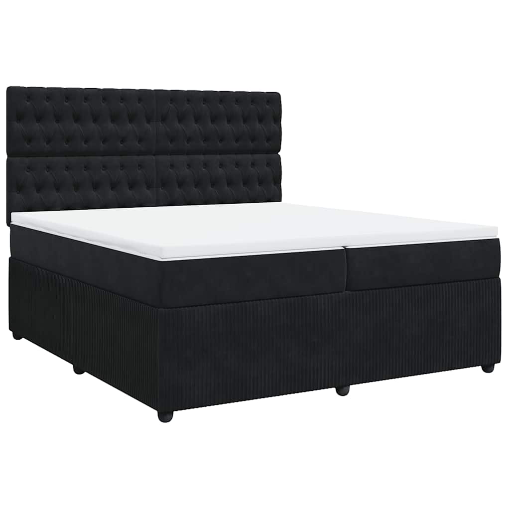 Κρεβάτι Boxspring με Στρώμα Μαύρο 200x200 εκ. Βελούδινο