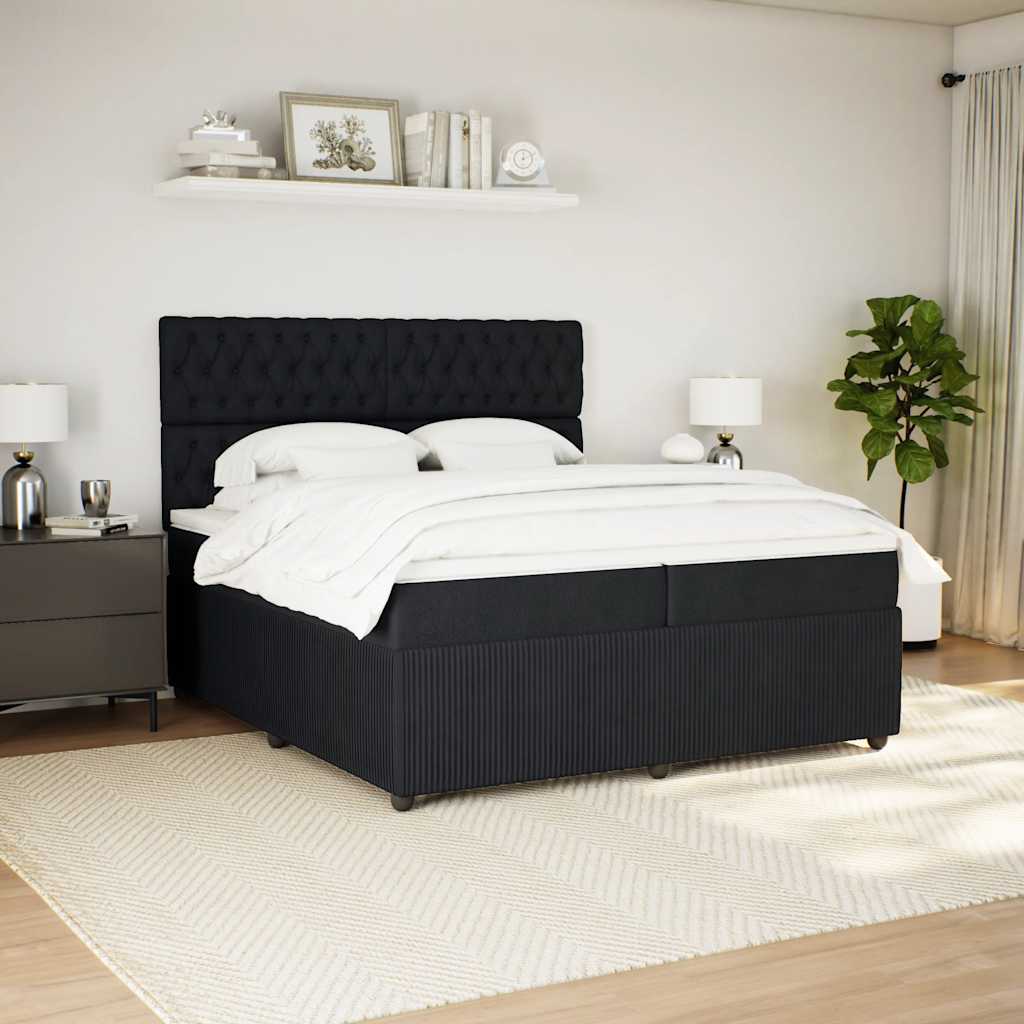 Κρεβάτι Boxspring με Στρώμα Μαύρο 200x200 εκ. Βελούδινο