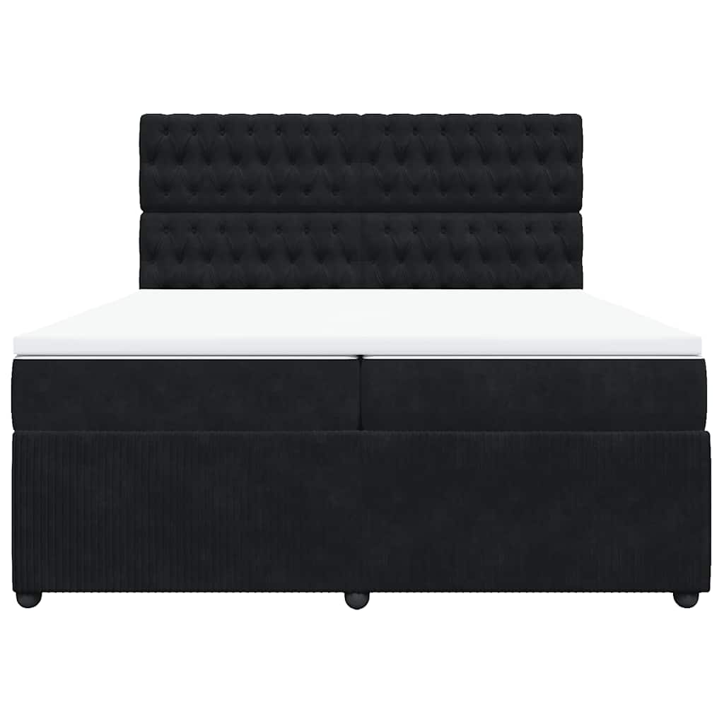Κρεβάτι Boxspring με Στρώμα Μαύρο 200x200 εκ. Βελούδινο