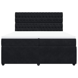 Κρεβάτι Boxspring με Στρώμα Μαύρο 200x200 εκ. Βελούδινο