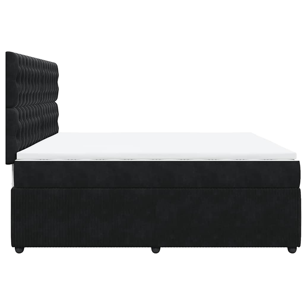 Κρεβάτι Boxspring με Στρώμα Μαύρο 200x200 εκ. Βελούδινο