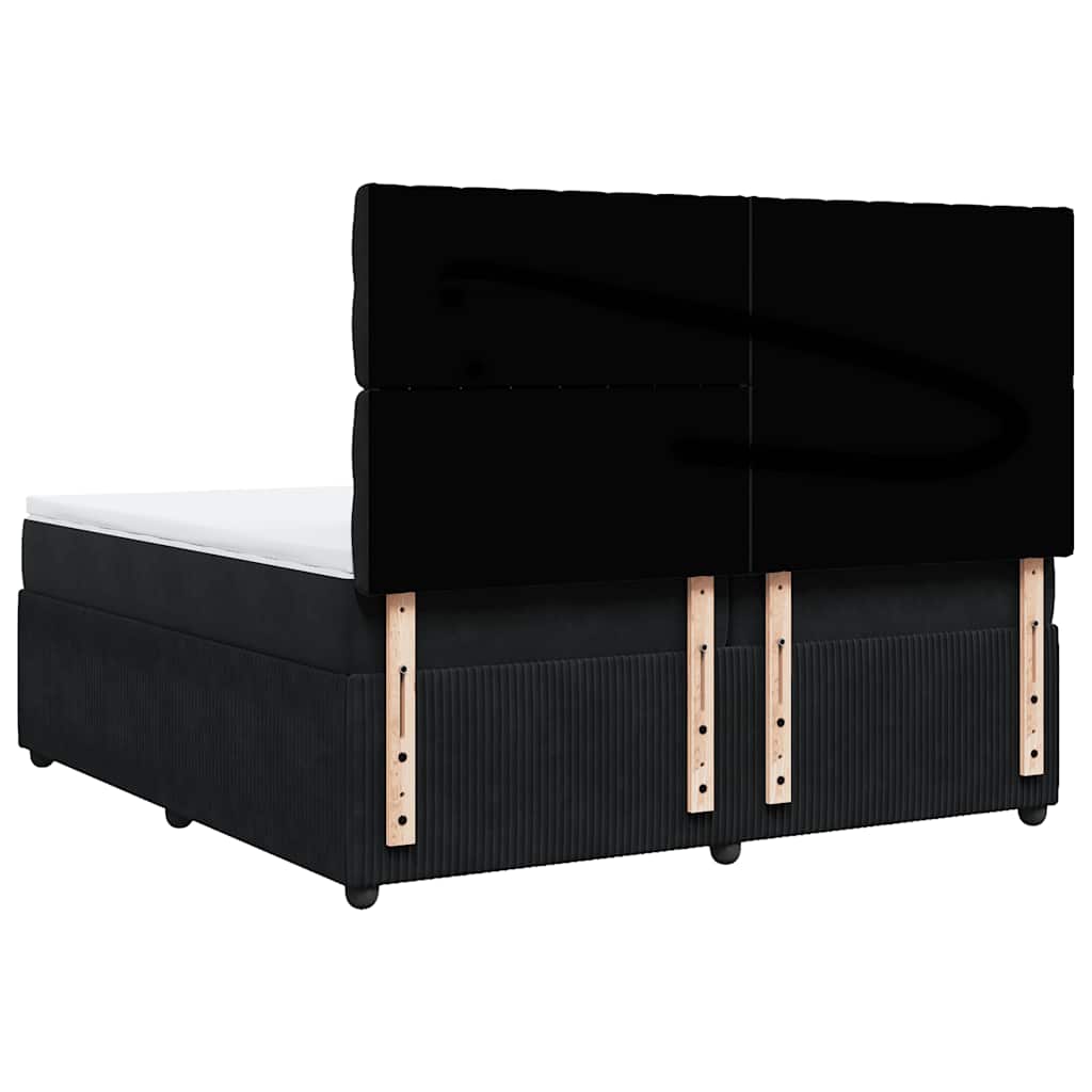 Κρεβάτι Boxspring με Στρώμα Μαύρο 200x200 εκ. Βελούδινο