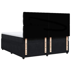 Κρεβάτι Boxspring με Στρώμα Μαύρο 200x200 εκ. Βελούδινο