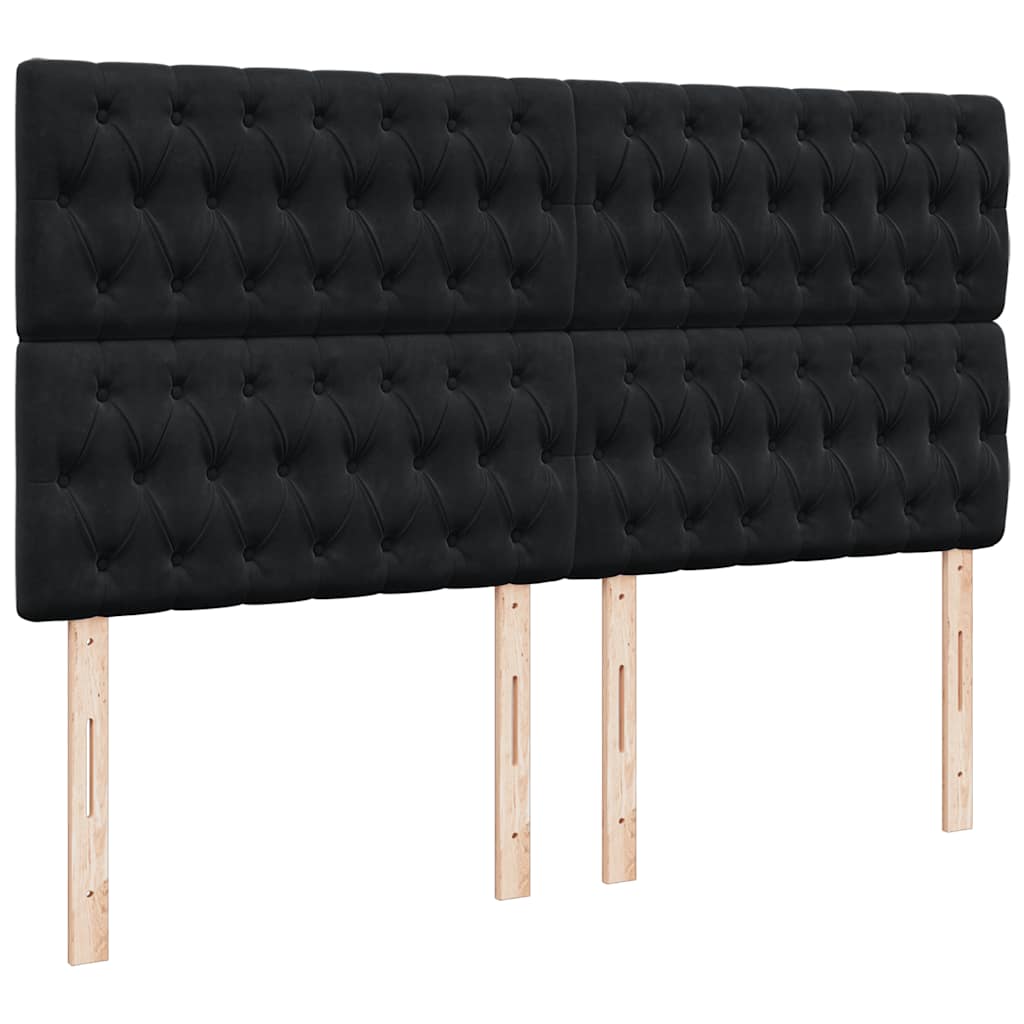 Κρεβάτι Boxspring με Στρώμα Μαύρο 200x200 εκ. Βελούδινο