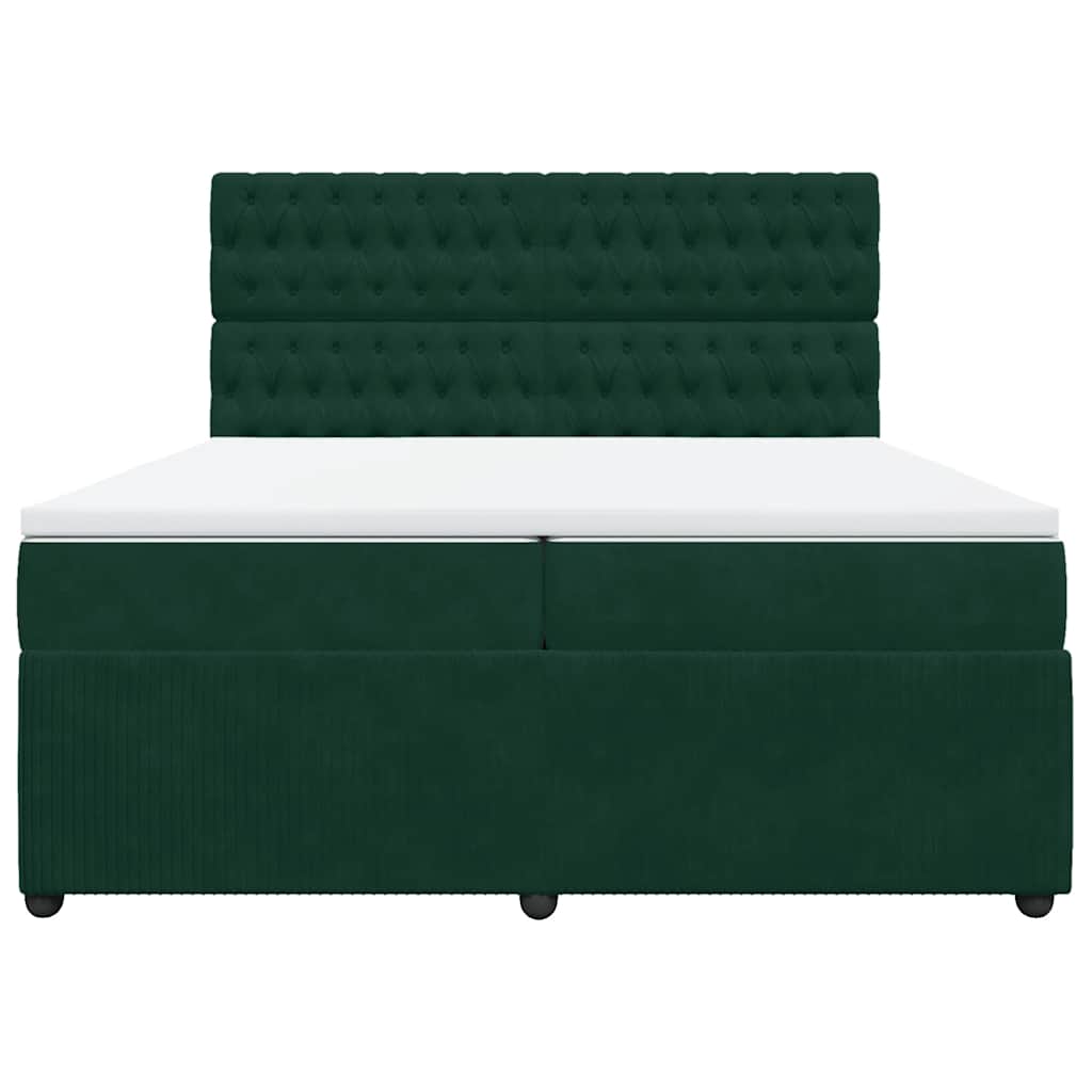 Κρεβάτι Boxspring με Στρώμα Σκούρο Πράσινο 200x200εκ. Βελούδινο - Pakobazaar