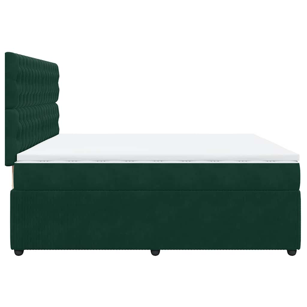 Κρεβάτι Boxspring με Στρώμα Σκούρο Πράσινο 200x200εκ. Βελούδινο - Pakobazaar
