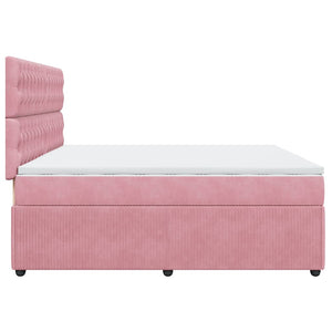 Κρεβάτι Boxspring με Στρώμα Ροζ 200x200 εκ. Βελούδινο - Pakobazaar